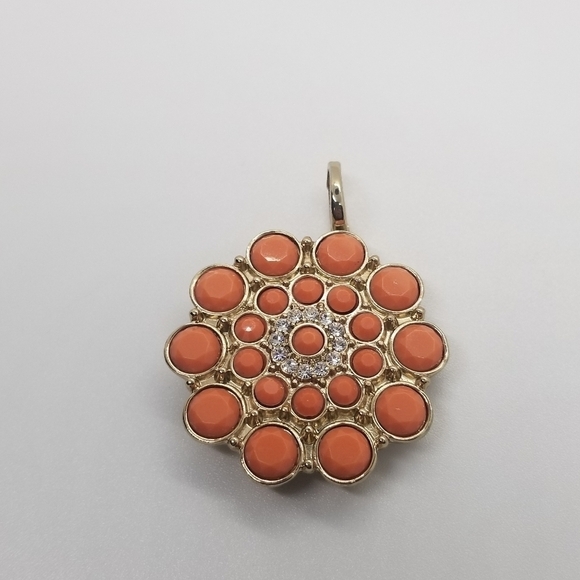 Premier Design enhancer pendant pin brooch light orange on gold tone - Picture 1 of 6